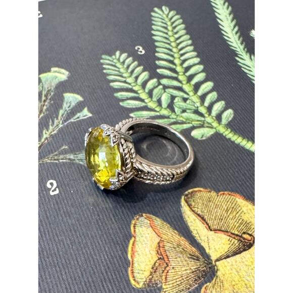 Judith Ripka Sterling Silver Yellow Gemstone Cocktail Ring Size 7 to Size 8 - Picture 4 of 10